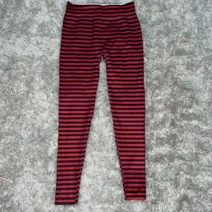 Black and Red Striped Leggings